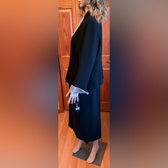 Women’s Le Suit 2 Pieces Jacket (s-14) Long Skirt (s-16) Padded Shoulders Black - Picture 3 of 16